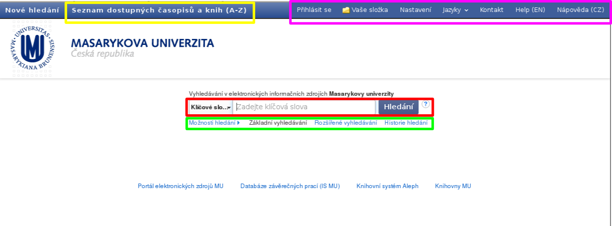 Uvodni obrazovka EDS